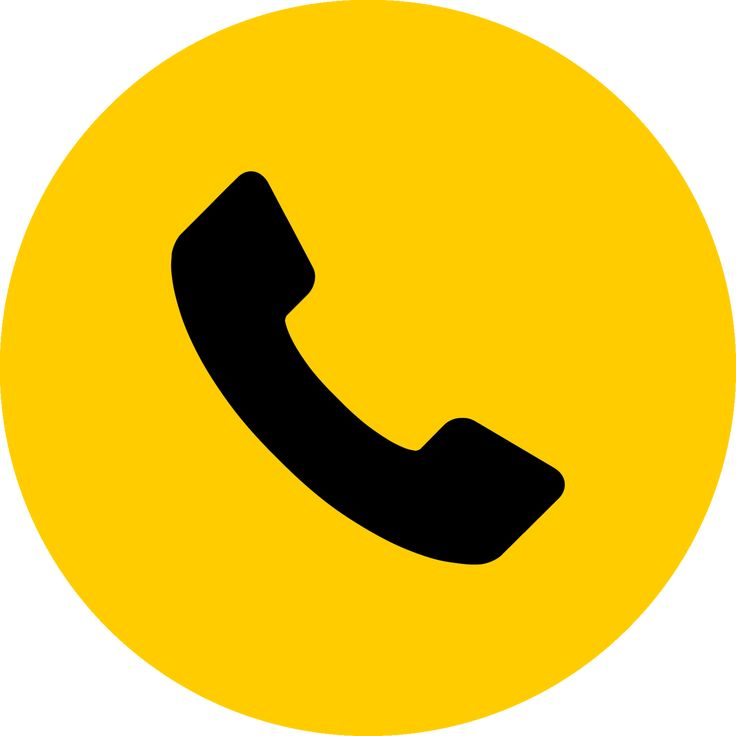 a yellow circle with a black phone on it