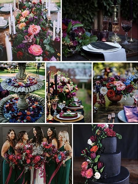 a collage of photos with flowers, candles and cakes on it's sides