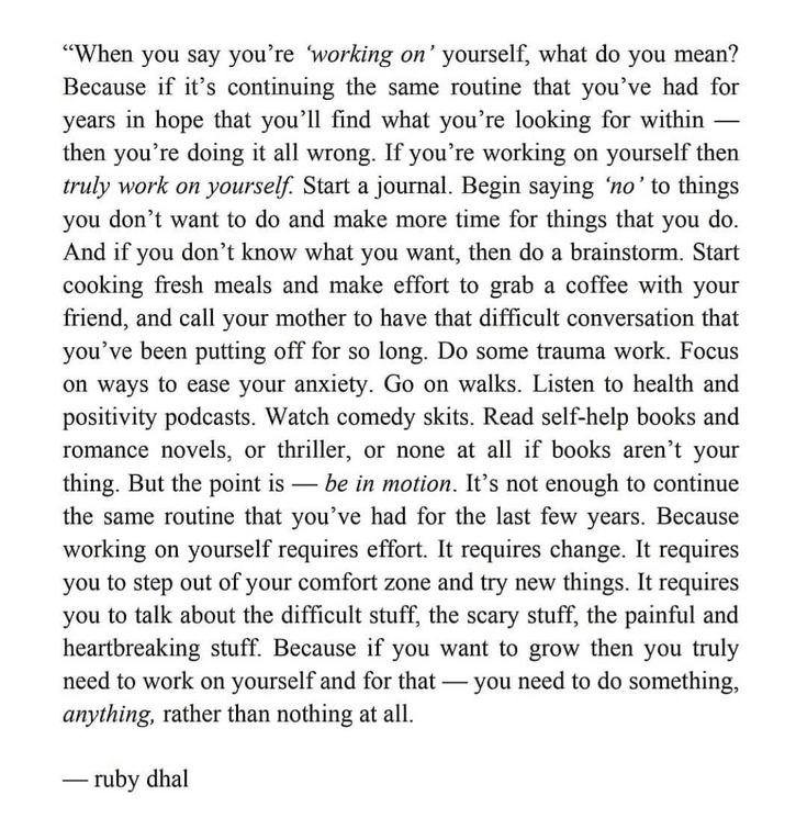 an image of a page from a book with the words,'when you say you're working on yourself, what do you mean? '