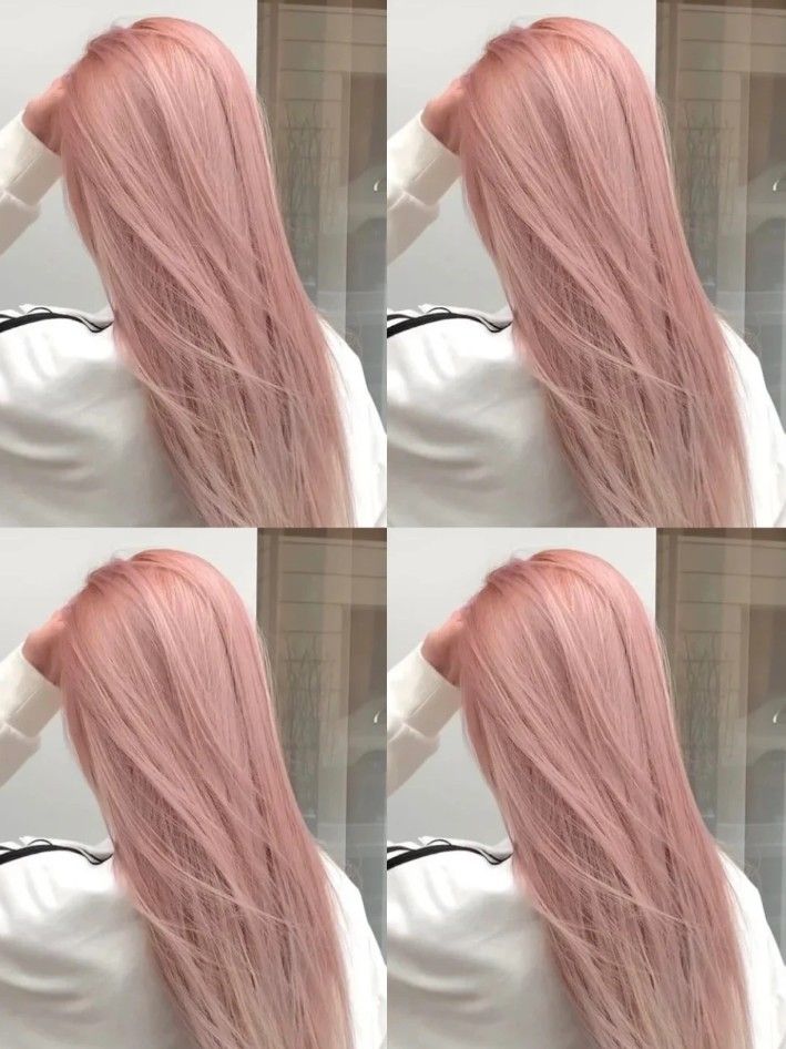 Blush Rose Hair, Strawberry Pink Hair Color, Ash Blonde Pink Hair, Milk Tea Hair Color Pink, Korean Hair Color Blonde, Pink Korean Hair, Ash Pink Hair Color, Milk Pink Hair, Pastel Pink Hair Aesthetic