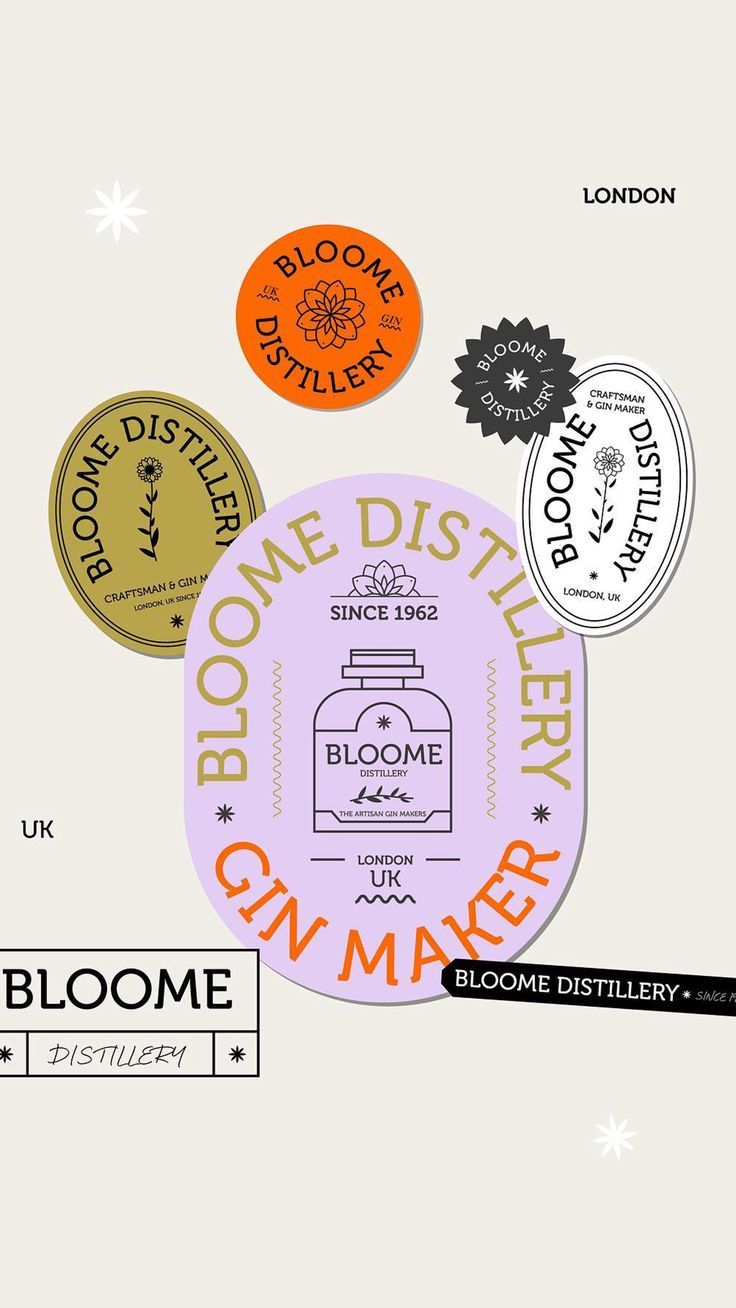 the label for bloome distiller gin maker