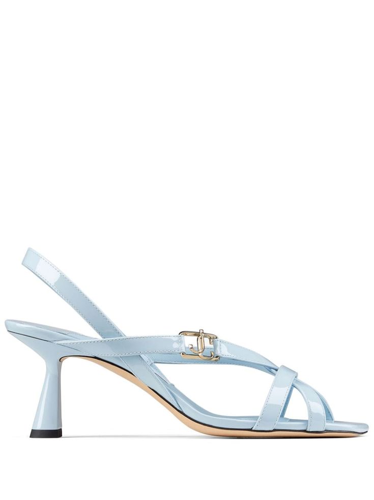 baby blue calf leather twist strap detailing buckle fastening square open toe branded leather insole high kitten heel Baby Blue Heels, Blue Leather Sandals, Heels Aesthetic, Jimmy Choo Sandals, Latest Sandal, Jimmy Choo Heels, Blue Sandals, Jimmy Choo Shoes, Blue Shoes