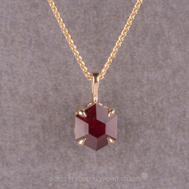 Ruby necklace 14k Gold Octagon Gemstone Necklace, Fine Jewelry With Hexagon Faceted Design, Fine Jewelry With Faceted Hexagon, Faceted Hexagon Fine Jewelry, Magical Necklace, Wardrobe Wishlist, Basket Setting, Cherry Cola, Gold Charm Necklace