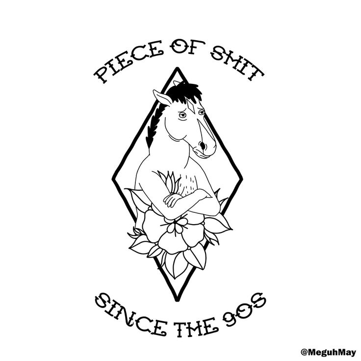 Bojack Horseman Tattoo, Horseman Tattoo, Atla Tattoo, Bojack Horseman, Cartoon Tattoos, Super Happy, Tattoo Stencils, Simple Colors, Body Tattoos