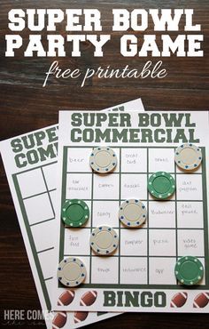 super bowl party game with free printables and games to play on the table