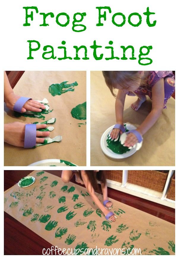 the process for making frog foot painting is shown