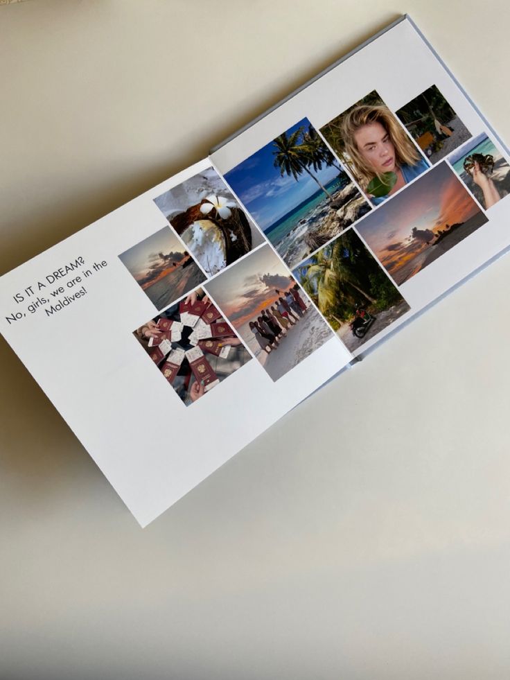 an open brochure with pictures of people on it