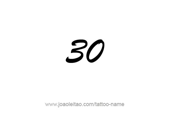 the number 30 is written in black on a white background