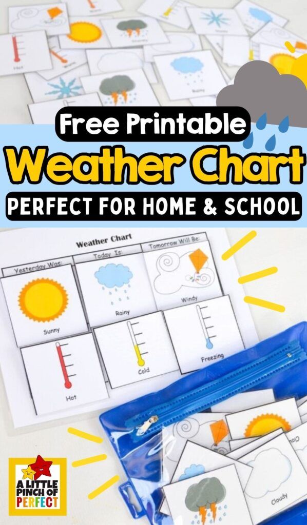 free printable weather chart for homeschool with the text, free printable weather chart perfect for home and school