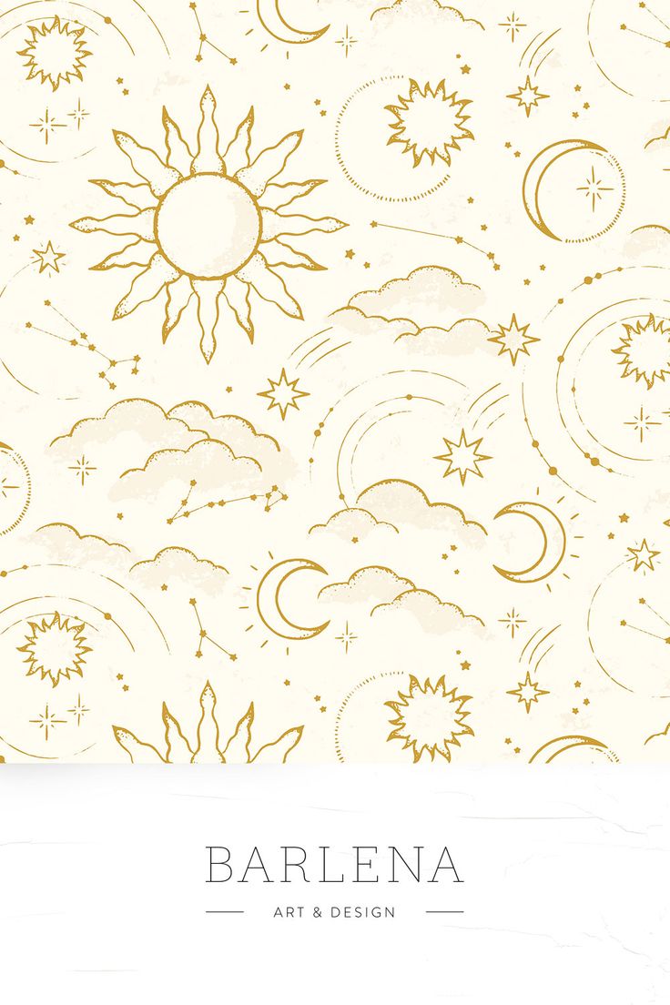 the back cover of an art and design book with sun, clouds, and stars