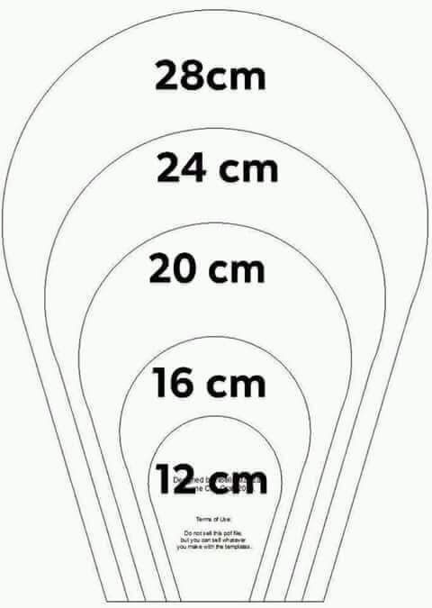 six sizes of white paper with measurements for each one in the center and two on the bottom