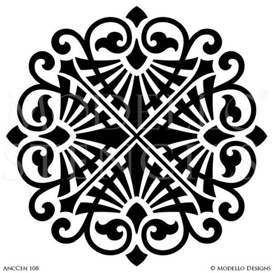 an intricate black and white design