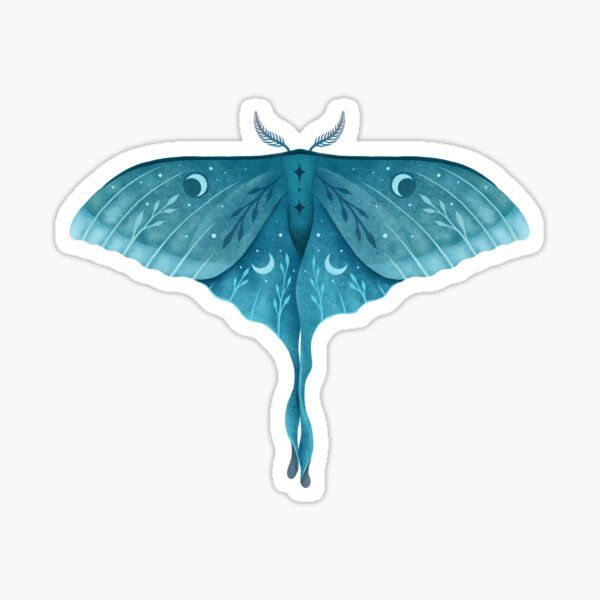 a blue butterfly sticker on a white background