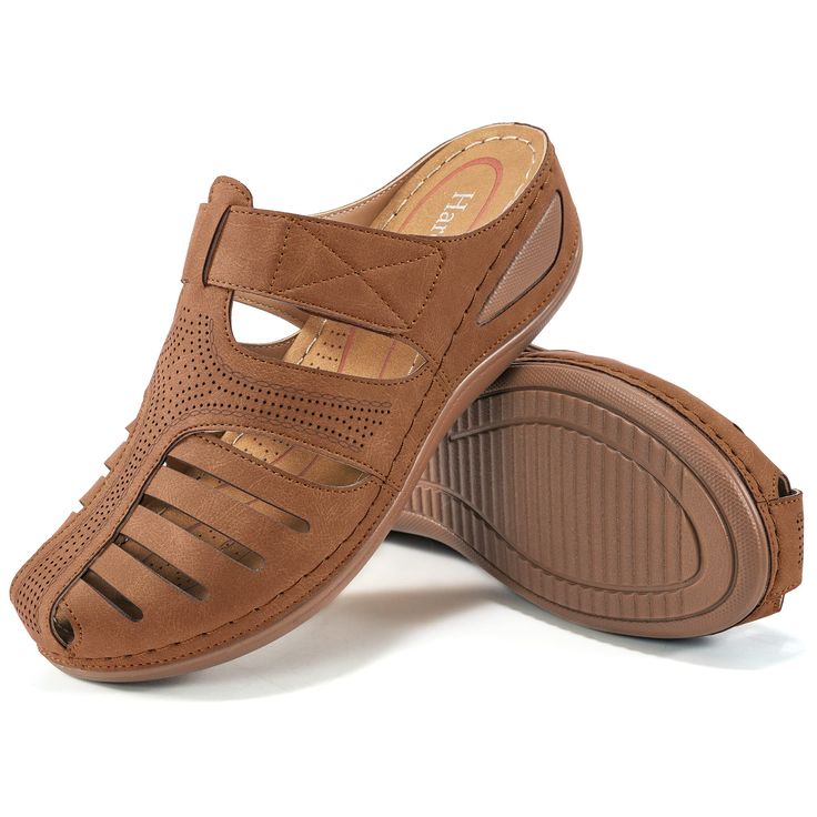 PRICES MAY VARY. Casual & Style: The womens mules with soft synthetic upper and padded memory foam footbed, closed toe, breathable hollow out vamp helps keep your feet dry and comfortable all day long. Designed to Fit: These clogs for women are easy to take on and off. Fitted with easy hook loop desgin,adjust and fit your foot freely. Non-Slip Outsole: Mules for women sandals made of non-slip rubber outsole, which can enhance the grip on wet roads and ensure the anti-slip safety of shoes. All-da Platform Sandals Summer, Summer Mules, Clog Mules, Clogs For Women, Women's Clogs, Walking Sandals, Women's Mules, Womens Mules, Shoes Comfortable