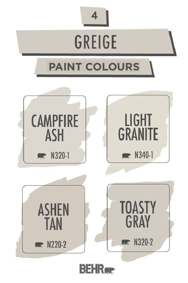 four different labels with the names of paint colors and their corresponding words are shown in white