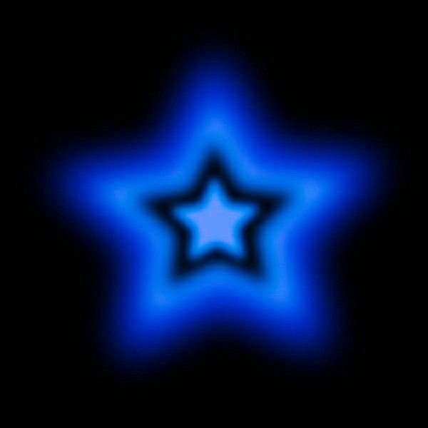 a blue star is glowing in the dark