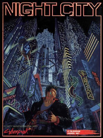 the cover to night city magazine, featuring an image of a man with headphones on