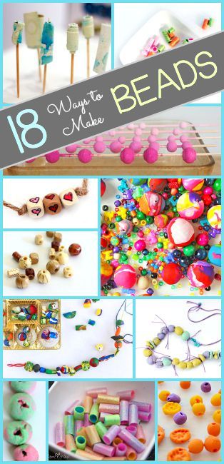 Crafts for Kids: 18 Ways to Make Homemade Beads- including straw beads, clay beads, fabric beads, and more! DIY beads children can use to make their own jewelry! Make Beads, Beads Fabric, Beads Clay, Clay Crafts For Kids, Beading For Kids, Jewerly Making, Fabric Beads, Easy Crafts For Kids, Paper Beads