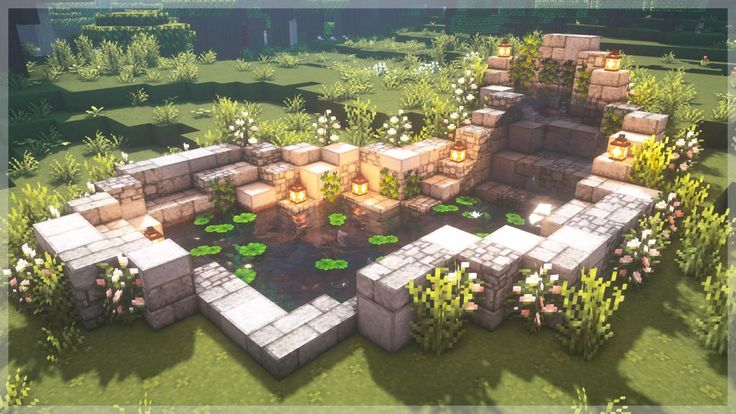 Minecraft Pond, Minecraft Shops, Minecraft Garden, Rumah Minecraft Sederhana, Minecraft Cottage, Cute Minecraft Houses, Minecraft Plans, Minecraft Construction, Koi Fish Pond