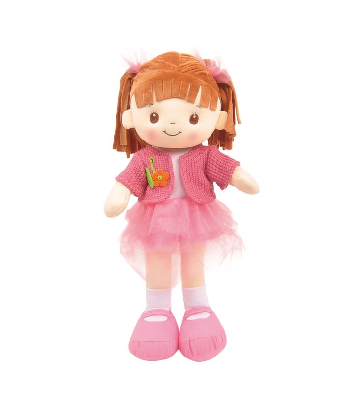 16inch Little Sweet Hearts Sophia DollIntroducing Sophia, a 16" Doll designed to captivate with her stylish attire and endearing features Sophia features beautifully textured soft plush hair and a sewn face that radiates warmth and character, making her a beloved friend for playtime adventures and companionshipHer outfit includes a delightful ensemble: a whimsical tulle pink skirt that adds a touch of elegance and flair, paired with a white top that complements her playful personality Sophia's l Pink Tulle Skirt, Sweet Hearts, Doll Cake, Pink Tulle, Rag Doll, Custom Baby, Plush Dolls, Playing Dress Up, Creative Play