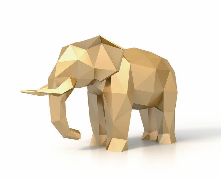 an elephant made out of low polygonics on a white background with no people