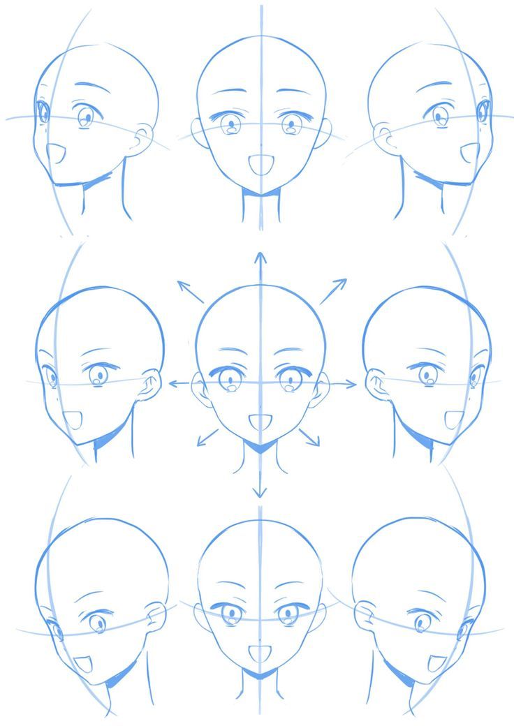 how to draw an anime character's head with different angles and facial expressions, step by step