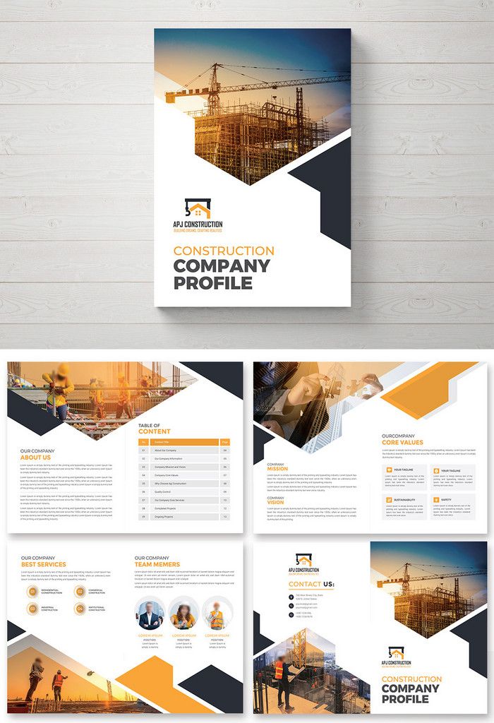 the brochure is designed to look like an industrial company