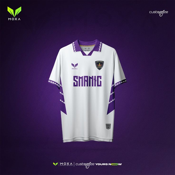 a soccer jersey hanging on a purple wall with the name sanno printed on it