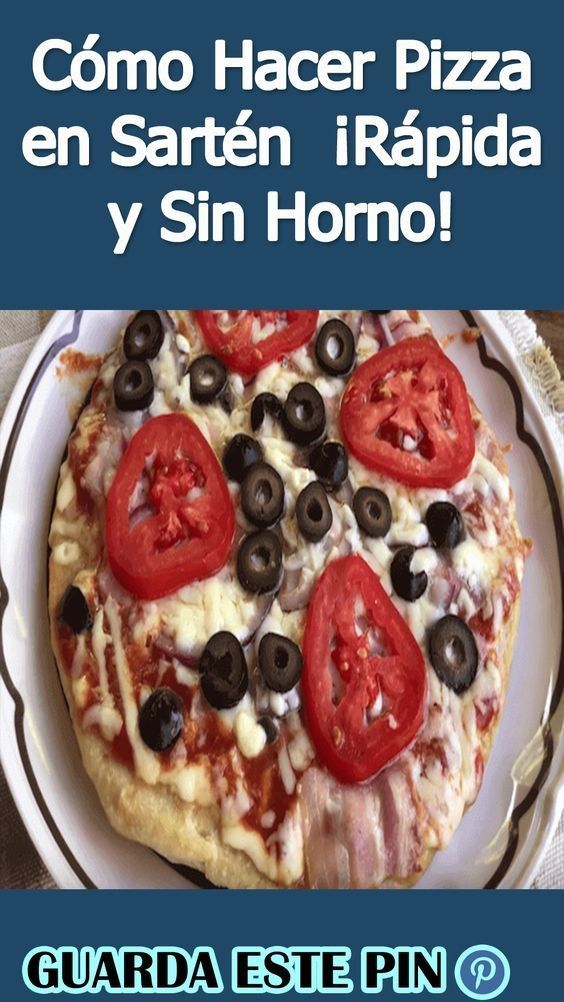 a pizza with tomatoes, olives and ham is on a plate that reads guarda este pin