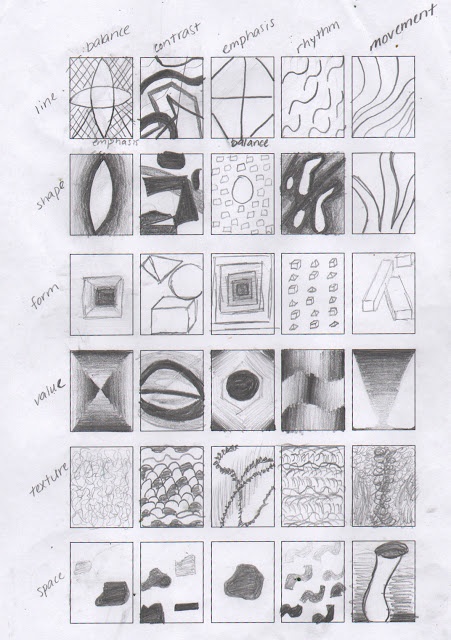 an old book with many different designs on the pages, including squares and shapes in black and white