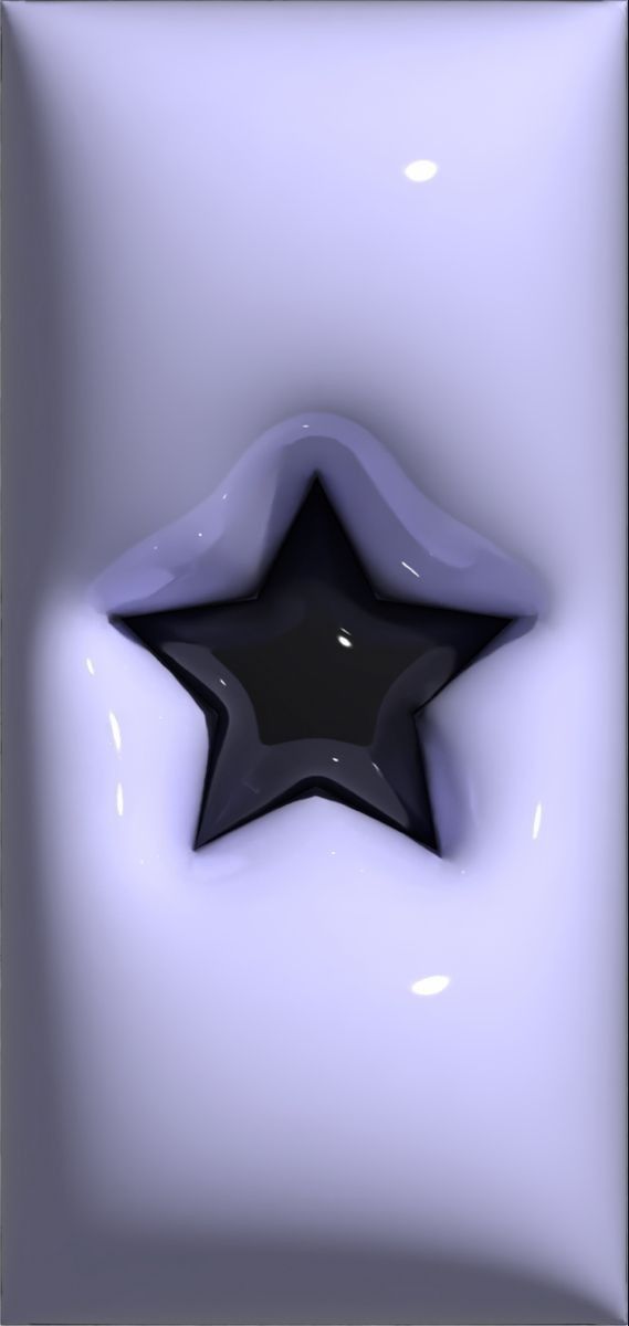 a black and white star shaped object in the center of a square shape, on a light purple background