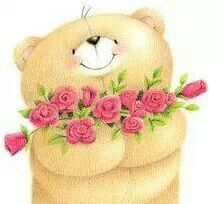 a teddy bear with flowers on its chest and the words bag levered finezzating