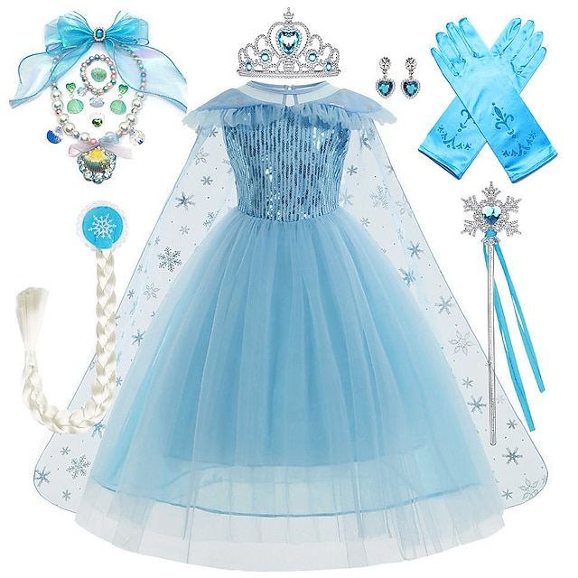 Frozen Fairytale Princess Elsa Flower Girl Dress Theme Party Costume Tulle Dresses Girls' Movie Cosplay Halloween Blue With Accessories Dress Carnival Masquerade Cotton World Book Day Costumes 2024 - $37.99 Elsa Christmas Dress, Blue Princess Fairy Dress For Dress-up, Princess Dresses Kids Elsa, Elsa Dresses, Theme Party Costume, Elsa Blue Dress Frozen 1, Carnival Masquerade, Fairy Dress Kids Blue, Movie Cosplay