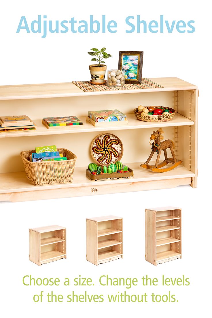 These solid maple shelves for classroom storage feature removable horizontal divisions so you can configure the space to meet your specific organization needs. Use the the soft fabric on the back for child-level display. Tap through for details and to browse more ideas for kindergarten or preschool classroom storage. Parts Storage Ideas, Loose Parts Storage, Preschool Office, Montessori Lifestyle, Study Makeover, Classroom Shelves, Community Playthings, Shelf Makeover, Montessori Bookshelf