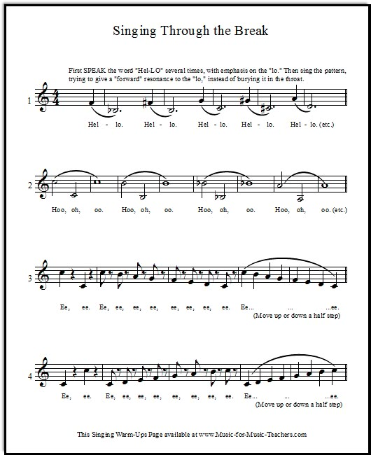 sheet music with the words sing through the break