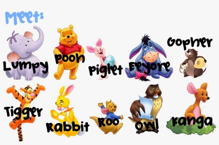 the winnie the pooh characters are in different languages