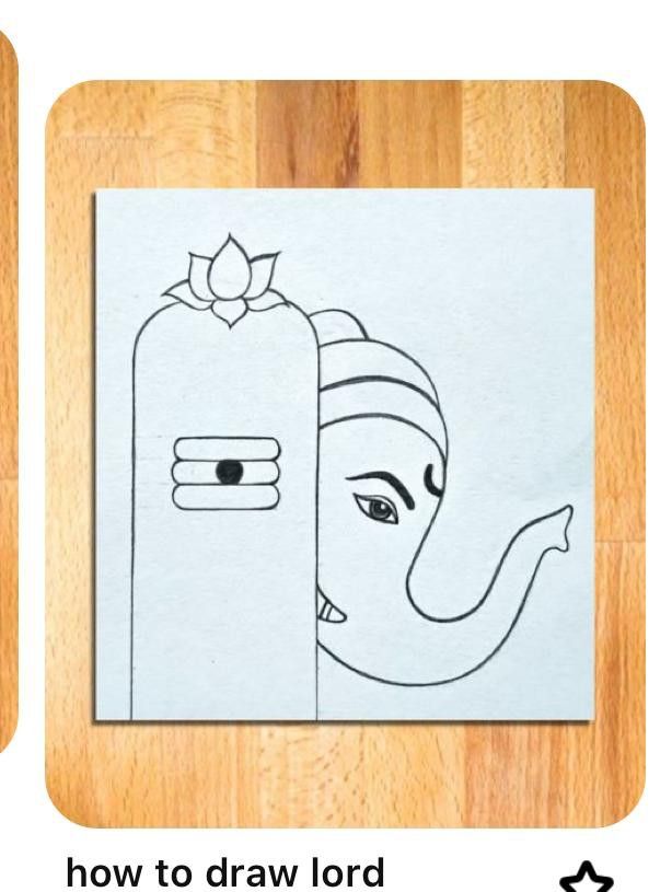 an elephant with a flower on it's head is shown next to a drawing that says how to draw lord gandapa