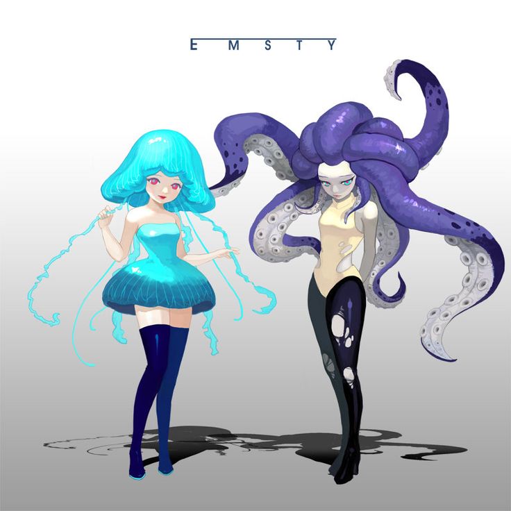 two cartoon characters are standing next to each other, one is wearing an octopus costume