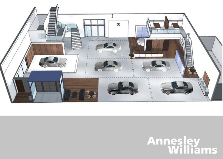 the floor plan for an apartment with cars parked in it