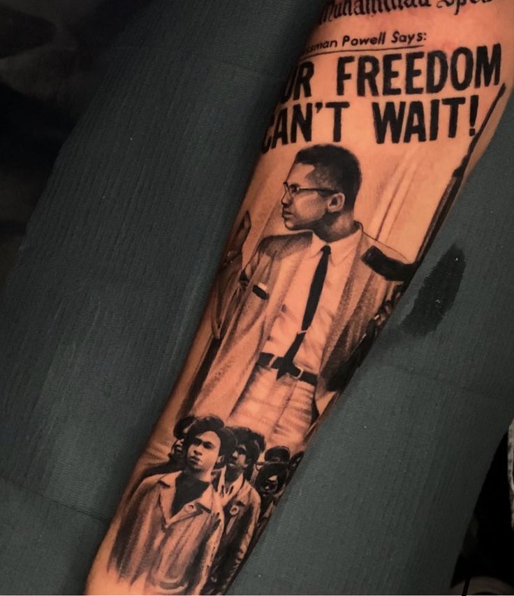 Malcom X Tattoo Sleeve, Malcolm X Tattoo Design, Malcom X Tattoo Design, Malcom X Tattoos, Menace To Society Tattoo, Power To The People Tattoo, Black Empowerment Tattoos, Malcolm X Tattoo, Black Power Tattoo