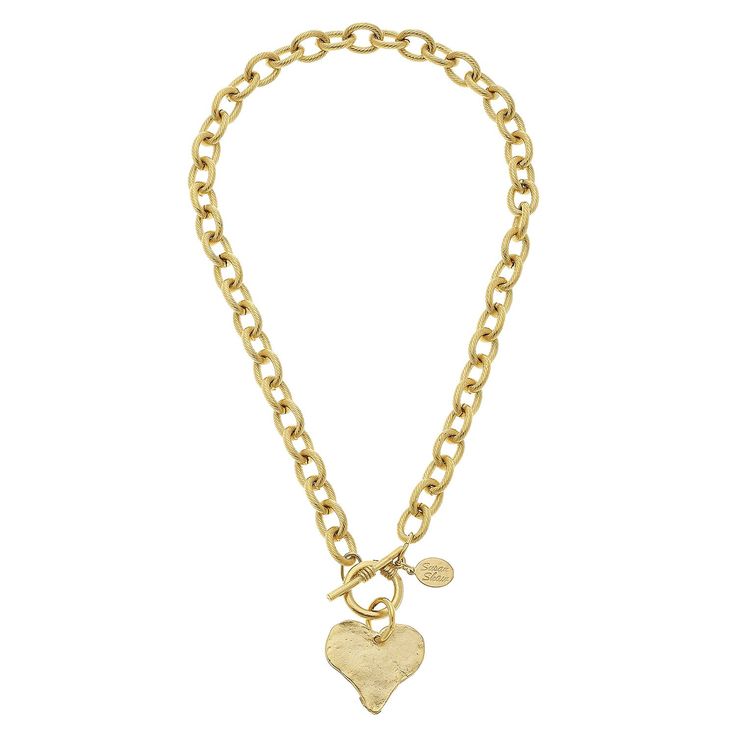 Heart charm on chain necklace Available in 16 or 20 inches Toggle Clasp Available in Handcast 24Kt Gold or Sterling Silver Plating Handmade in San Antonio, TX Heart Toggle Necklace, Susan Shaw, Gift Inspo, Future Wardrobe, Gold Link Chain, Toggle Necklace, Month Gifts, 24kt Gold, San Antonio Tx