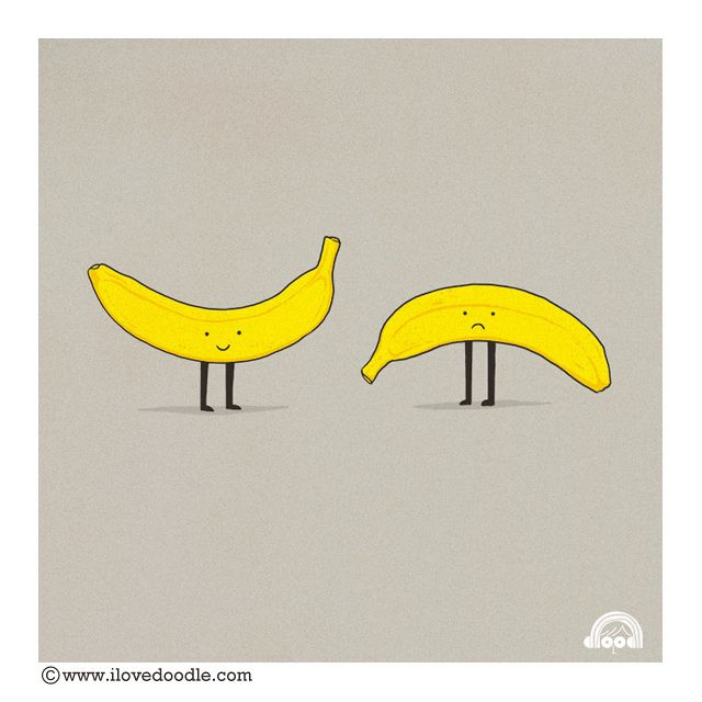 two banana shaped like people standing next to each other