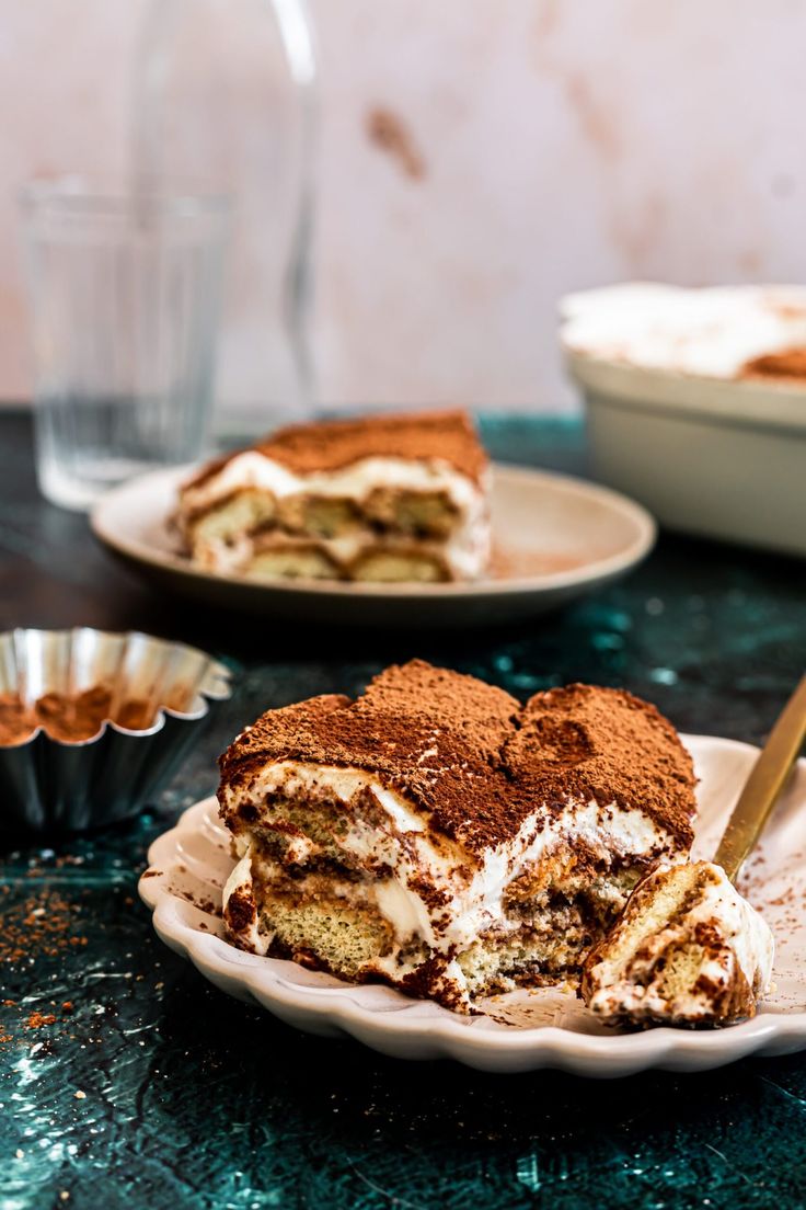 a piece of tirami cake on a plate