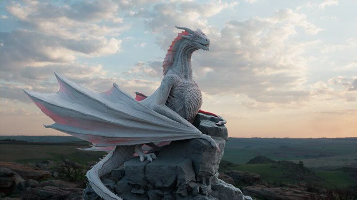 a statue of a dragon sitting on top of a rock