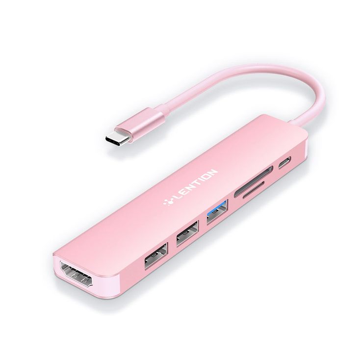 a pink usb and charger attached to a white background