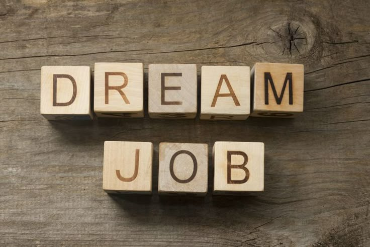 the word dream job spelled with scrabble blocks