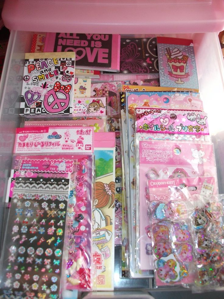 a drawer filled with lots of different types of stickers