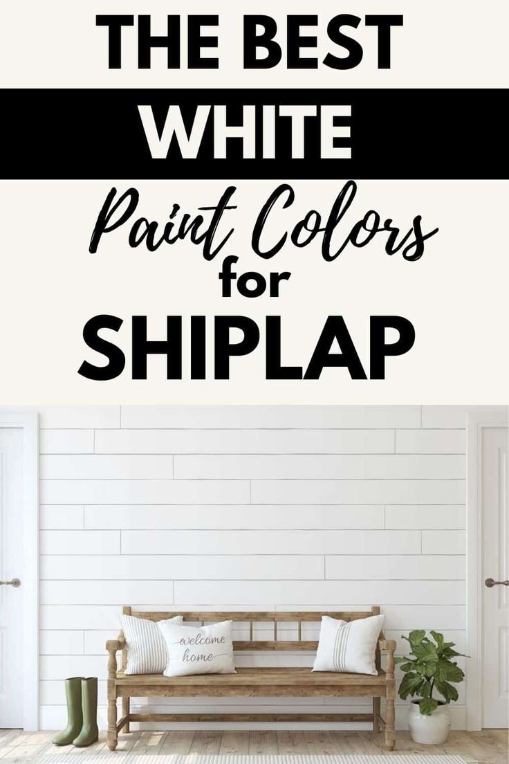 the best white paint colors for shiplap is in this postcard style photo