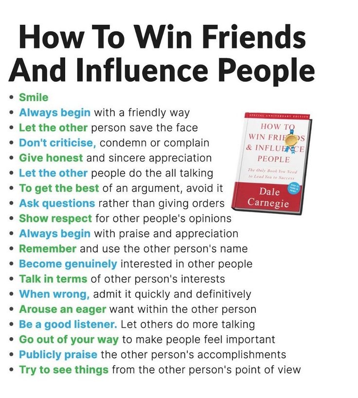 a book with the title how to win friends and influence people written in bold colors