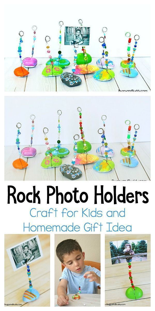 Rock Photo Holder, Photo Holder Craft, Homemade Gift Idea, Rock Photo, Summer Camp Crafts, Camp Crafts, Mothers Day Crafts For Kids, Cool Art Projects, Art Camp